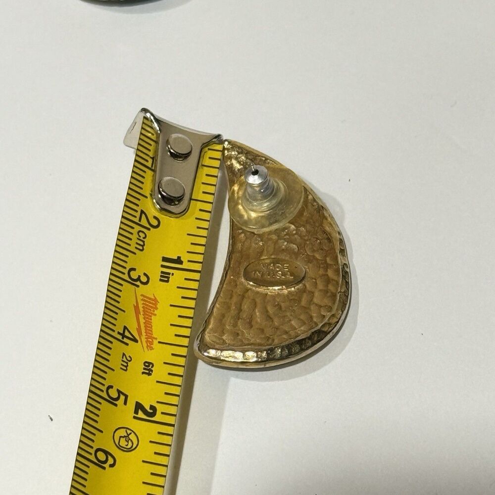 Vintage Enamel Teardrop Earrings Gold Tone Purple Green Blue Abstract Art - Picture 14 of 16